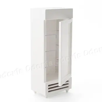 Odoria 1: 12 Mini Buzdolabı Buzdolabı Açık Kapı ile Ahşap Dollhouse mutfak mobilyası Aksesuarları
