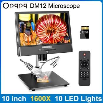 Opqpq DM12 1600X10 İnç Dijital Mikroskop Uzaktan Kumanda 1080P Endüstriyel Video Mikroskop Kamera Açık Biyoloji Bilim