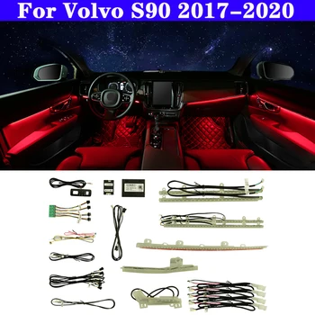 Otomatik Volvo S90 2017-2020 Düğme App Kontrolü Dekoratif Ortam ışığı LED Atmosfer Lamba işıklı Şerit 64 renk