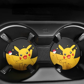Pokemon Anime Araba kaymaz Coaster Su Coaster Silikon Ped Pikachu Sevimli Karikatür Baskı Mat Araba Malzemeleri Uygun Çoğu Araba