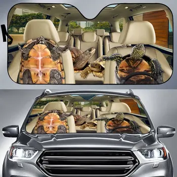 Sevimli Hayvan Kaplumbağa Sürüş Araba Komik Baskı Cam Güneşlik Sedan SUV Otomotiv Katlanabilir Araba Güneş Gölge Cam Kapakları