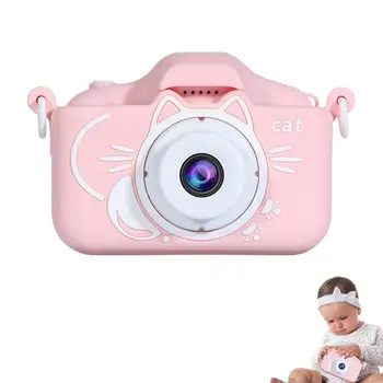 Sevimli Kedi Çocuk Selfie Kamera Oyuncak Çok Fonksiyonlu Mini Dijital Kamera Taşınabilir HD 1080P Çift Kamera Çocuklar Tatil Hediyeler