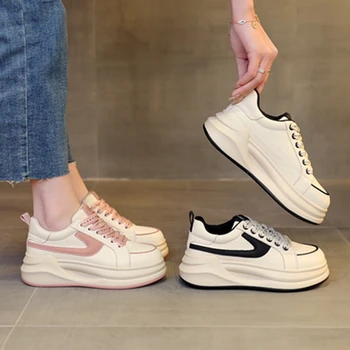 Solmuş Moda Bayanlar Yaz Retro Renk Sneakers Kontrast Rahat Hafif Platform Düz vulkanize ayakkabı Kadın