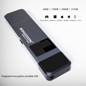 SONIZOON Parmak İzi Şifreleme Taşınabilir SSD 1 TB Yazma Koruma Fonksiyonu USB flash sürücü TPYEC3.2 Kalem USB3. 2 глечка тачп с