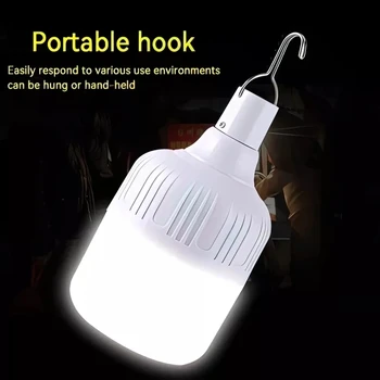 Taşınabilir acil durum ışıkları USB şarj edilebilir led lamba lamba ampuller açık büyük pil kapasitesi el feneri balıkçılık fener kanca ile