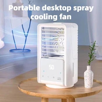 Taşınabilir Masaüstü Soğutma spreyli fan USB Şarj Edilebilir 3 Vitesli Hız Dilsiz Mini Klima Renkli Gece Lambası Odası / Ofis