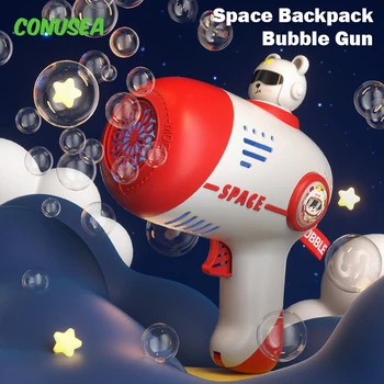 Uzay Sırt Çantası Sabun Köpüğü Tabancaları Çocuk Oyuncakları Kabarcık Tabancası 12 Delikli Elektrikli Otomatik Üfleyici El Kabarcık Makinesi Parti Oyunları Oyuncak
