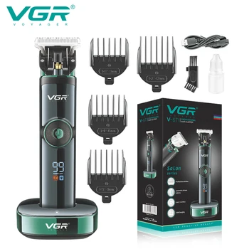 VGR Saç Düzeltici Profesyonel Saç Kesme Makinesi Şarj Edilebilir dijital ekran İki hız Ayarı ile şarj standı V-671