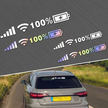 Wifi Pil Seviyesi İşareti Vinil Etiketler Çıkartmaları Araba Arka Cam Vücut Otomatik Komik Etiket Gümüş Beyaz Yansıtıcı Tip Aksesuar