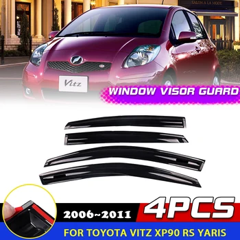 Windows Visor Toyota Vitz için XP90 RS Yaris 2006 ~ 2011 Kapı Duman Saptırıcı Muhafızları Kapak Sticker Tenteler Yağmur Kaş Aksesuarı