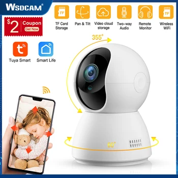 Wsdcam Tuya WiFi bebek izleme monitörü Akıllı IP Kamera Gece Görüş 1080P Mini Kapalı Ses Video Gözetim Kamera CCTV Pet Monitör