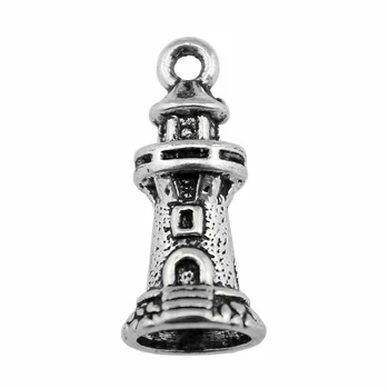 WYSIWYG 10 adet Charms Kale Deniz Feneri 20x9mm Antik Yapma Kolye Fit Vintage Tibet Gümüş Renk DIY El Yapımı Takı