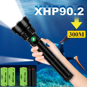 xhp90. 2 güçlü led sualtı el feneri lambası su geçirmez dalış meşale 26650 or18650 xhp70 xhp50 avcılık tüplü flaş ışığı