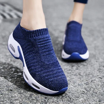 Yeni kadın spor ayakkabı Örgü Çorap Sneakers Hafif koşu ayakkabıları Açık Rahat Nefes Hava Taban