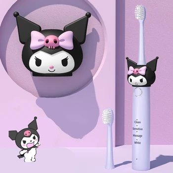 Yeni Kawaii Sanrio Kuromi Elektrikli Diş Fırçası Sevimli Anime Yumuşak Saç Seyahat Taşınabilir Fiber Diş Fırçası Kız Ağız Bakımı Temizleme Fırçası