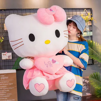 Yeni Sanrio Kawaii Büyük Boy Hello Kitty Bebek Kedi peluş oyuncak Kucaklama Kalp Melek Bez Yastık çocuk Hediyesi İçin Ev Dekorasyon