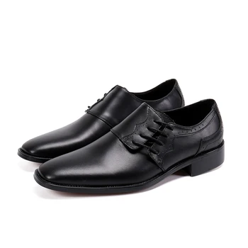 Yeni Stil El Yapımı Siyah Elbise Ayakkabı erkek ayakkabıları Yüksek Top Hakiki Deri Ofis Ayakkabı Boyutu 47