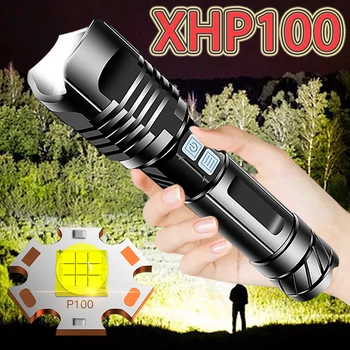 Yeni XHP100 1cm Fitil Güçlü LED el feneri Torch XHP90 Taktik El Feneri USB şarj edilebilir el feneri 18650 XHP70 Led Fener