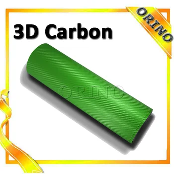 Yüksek Kalite Boyutu: 1.52 * 30 m/Rulo Apple Yeşil 3D Karbon elyaflı vinil film Karbon elyaflı film İle Hava Ücretsiz + 1 adet Serbestçe Kazıyıcı Aracı