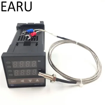Çift Dijital PID sıcaklık kumandası REX-C100 Evrensel Giriş SSR Röle Çıkışı + M6 Probu 1m kablo K typethermocouple Sıcak
