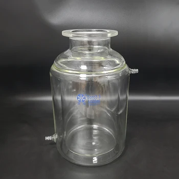 Çift katmanlı silindirik düz tabanlı açık reaktör şişesi, Kapasite 5000 ml, 150mm flanş dış çap, Reaksiyon şişesi