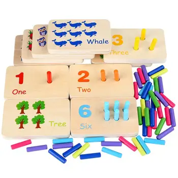 Çocuklar Ahşap Duyusal Oyuncaklar Matematik Öğrenme Renk Biliş Eşleşen Ahşap Sopa eğitici oyuncak Çocuklar İçin Montessori Oyuncaklar