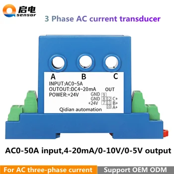 Üç fazlı AC Akım Verici AC0 - 5A 10A to 4-20mA 0 - 10V İzole Çıkış Dönüşüm Modülü delikli